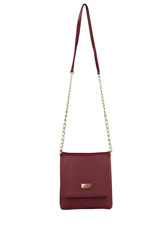 ALSU Women's Maroon trendy Sling Bag | metallic straps | vegan leather (jln-024mar) - Image 5